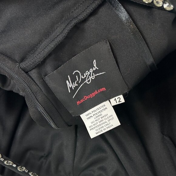MAC DUGGAL Beaded One-Shoulder Column Gown in Black Size US 12 - Picture 10 of 13